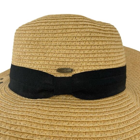 Rose All Day Beach Hat Floppy Wide Brim Sun Hat Womens OS Ribbon Band CC Brand - Picture 4 of 7